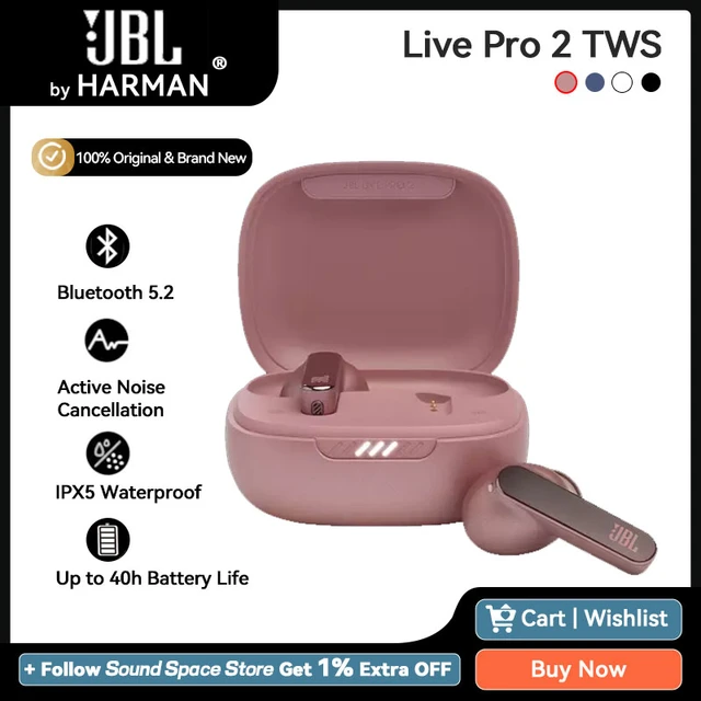 Auriculares Inalámbricos JBL Live Pro 2 TWS True Wireless, color Rosa