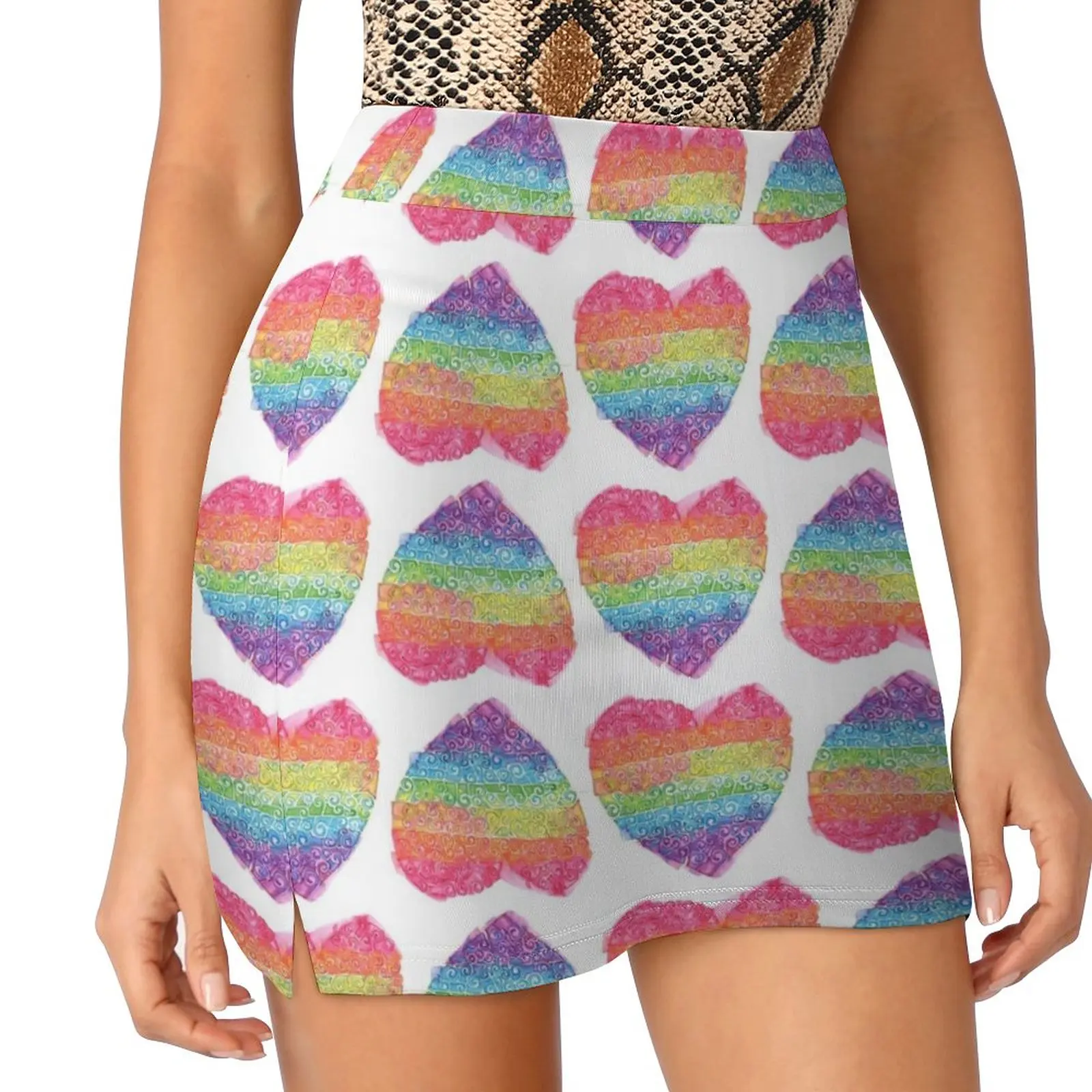 Watery Rainbow Swirl Heart Drawing - 2016 Light proof trouser skirt korean style clothes women 2023 Female dress