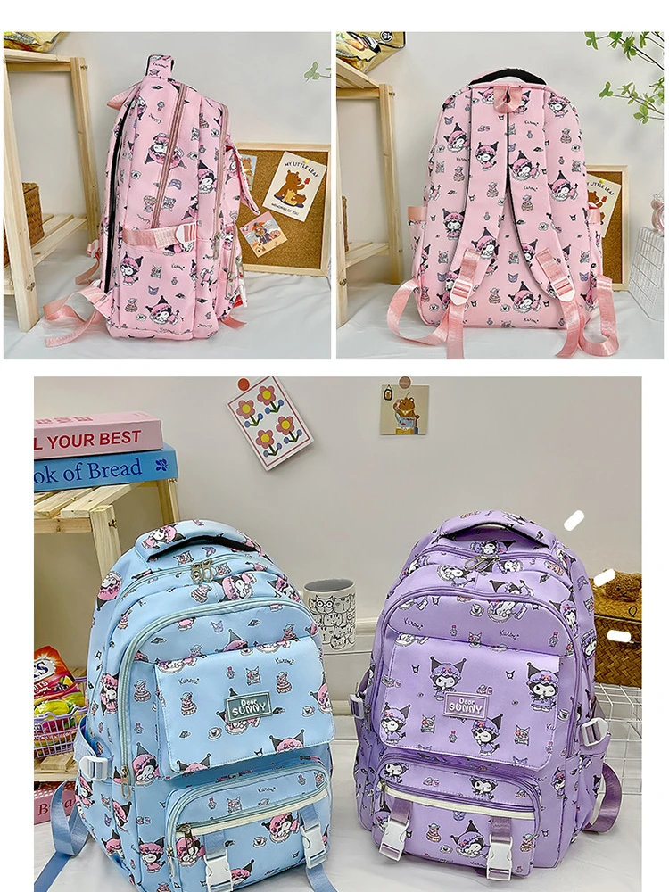 New Kuromi backpack, cute primary and secondary school student bag, large capacity, cute high school student school backpack