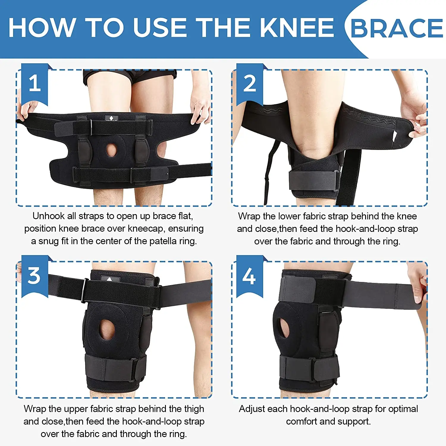 1PC Knee Brace with Dual Metal Side Stabilizers Knee Support Adjustable Compression Breathable Patella Protector Arthritic Guard