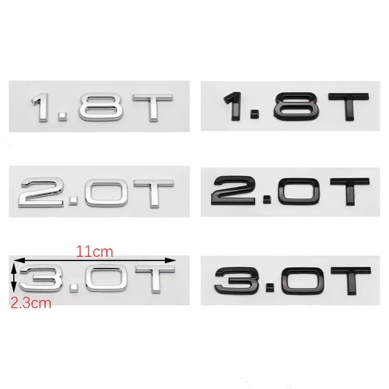 

3D ABS Letters Car Styling Rear Trunk Badge 1.8T 2.0T 3.0T Emblem Logo For Audi A3 A4 A5 A6 A7 A8 Q2 Q3 Q5 Q7 Q8 Car Accessories