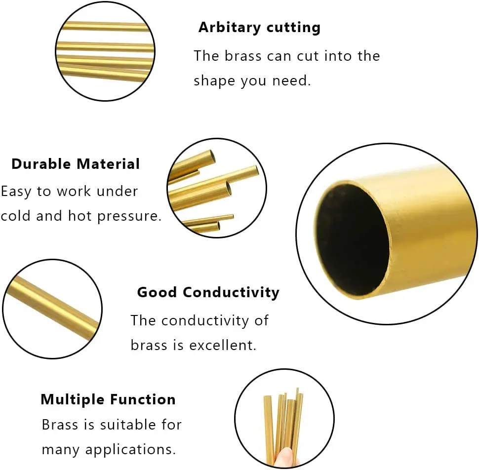 Brass Tube 1pcs 2 mm-20 mm OD Brass Round Tube 1.5 mm-18 ID Seamless Straight Pipe Tubing 500mm Length brass tube