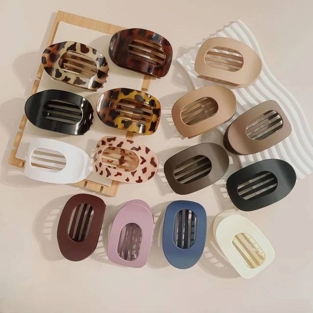 Pince à cheveux PC pour femmes, nouveau Design léopard mat incurvé plat, Barrettes de coiffure en acrylique couché, accessoires pour cheveux 1