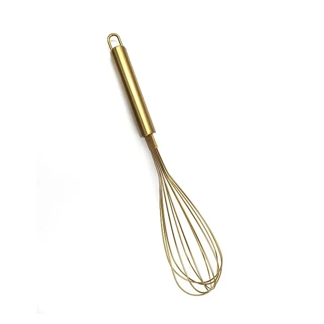 1Pcs Gold Stainless Steel Egg Beater Hand Whisk Egg Mixer Baking Cake Tool for Kitchen