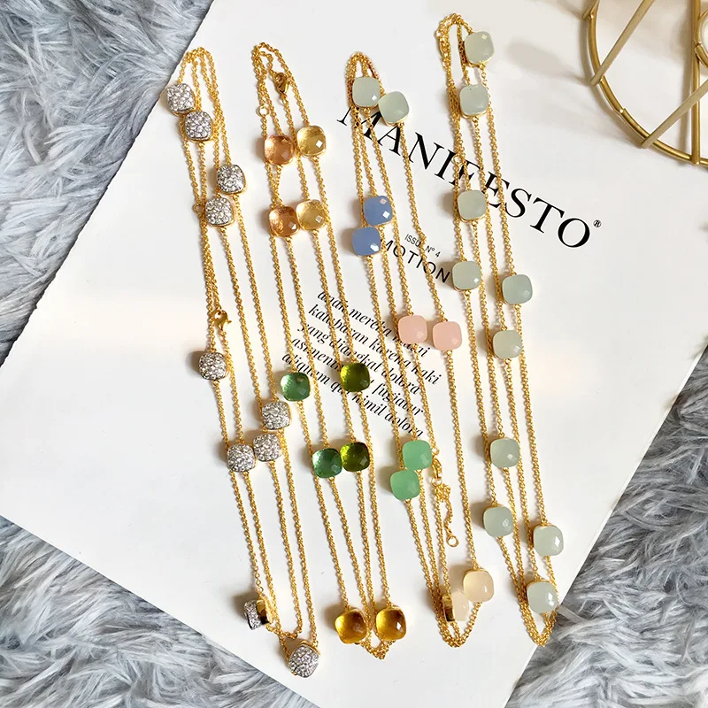 Top Quality Classic Candy Pendant For Women Mix Colors Colorful Crystal Long Sweater Chain Boho Style Necklace Girlfriend