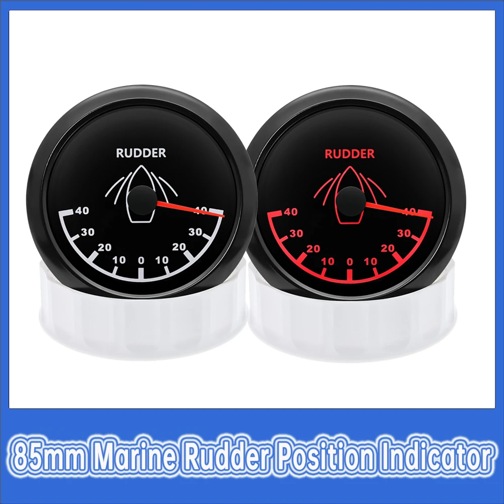 85mm Rudder Angle Gauge With  Red Backlight Boat Rudder Angle Indicator   12V/24V Waterproof boat guage for Marine Yacht