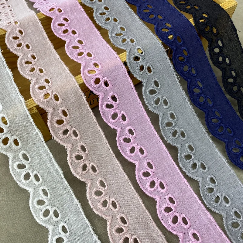 5Yards Embroidered Hollow Cotton 3Cm Lace Fabric DIY Skirt Clothes Sewing Garment Accessories