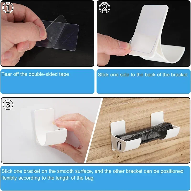 20/2pcs Trash Bags Shelf Holder Wall Mounted Plastic Bag Film Container DispenserGarbage Bag Storage Box Organizer For Kitchen 6