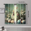 2pcs, Curtain Fabric 2D print Charming retro Easter bunny Polyester Easy Install (without rod) Versatile All Ldeal for Bedroom, 3
