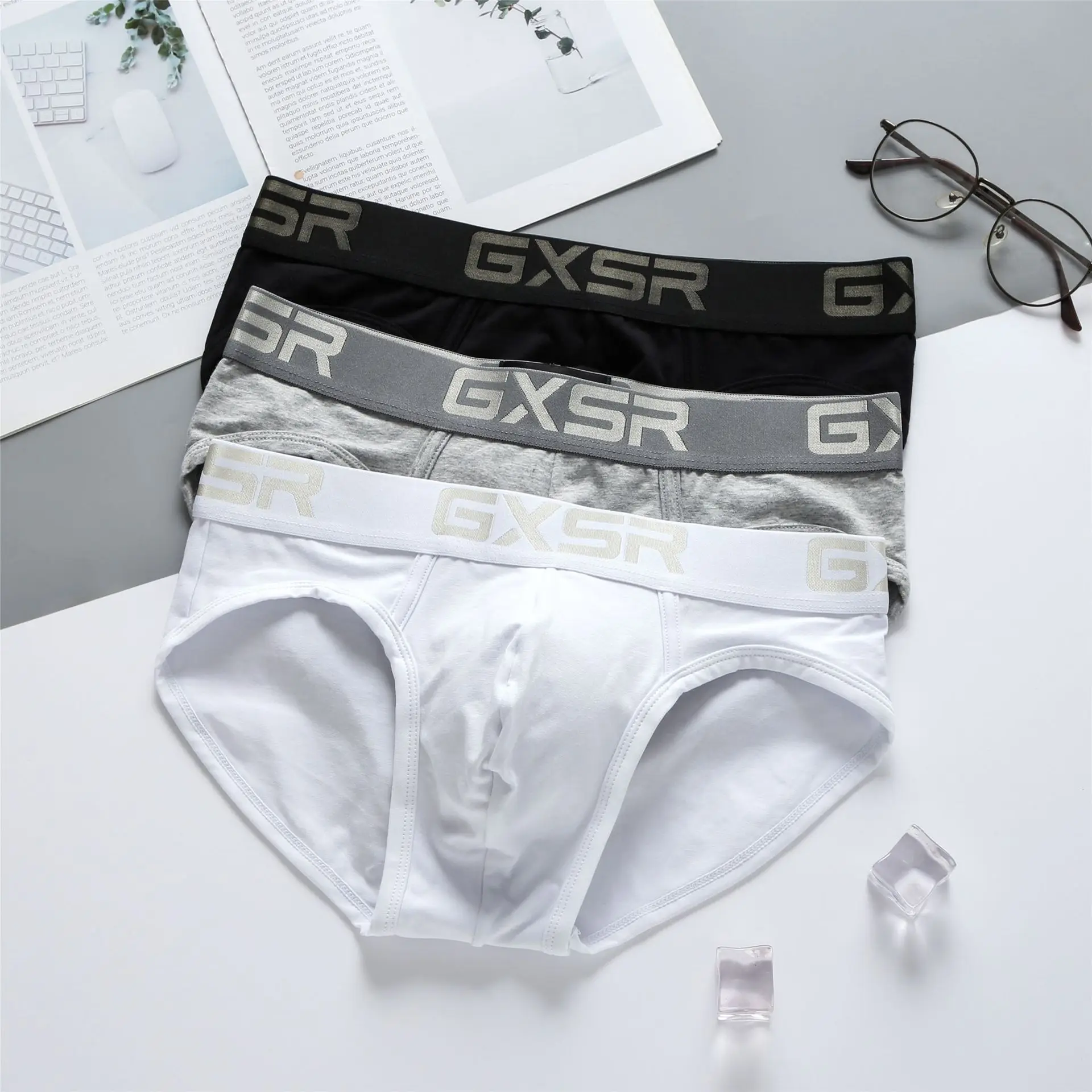 

New GXSR cotton underwear low waist sexy breathable comfort solid color basic men underwear sexy