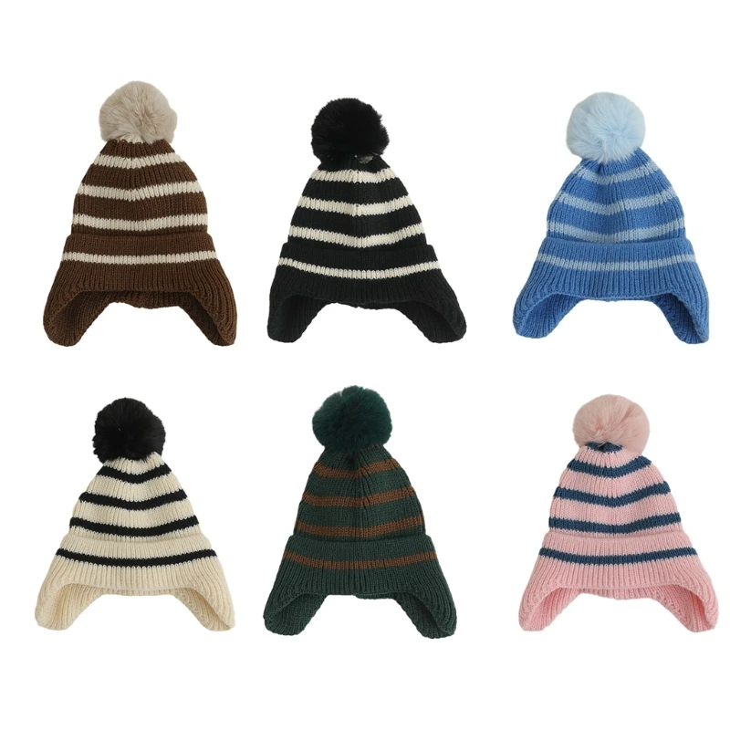 

Knitted Hat Baby Warm Hat Top Pom Pom Cap Windproof Hat Children Cap