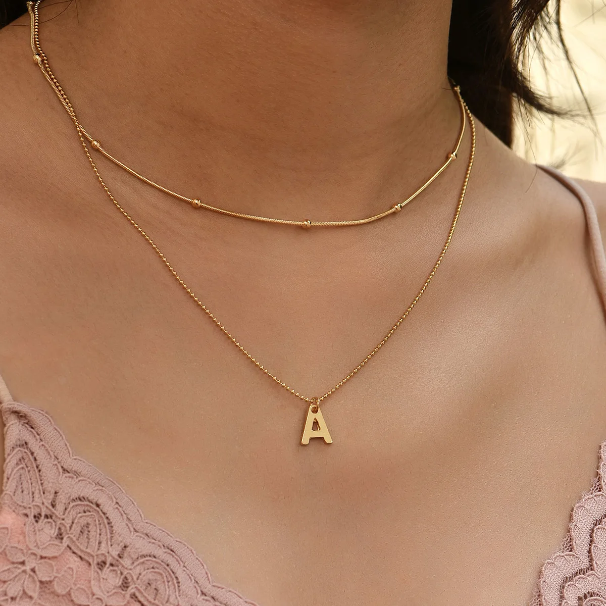 Hot Classic A Initial Letter Pendant Necklace Women Simple Stainless Steel Chain Necklace For Women Jewelry Gift Hot Classic A Initial Letter Pendant Necklace Women Simple Stainless Steel Chain Necklace For Women Jewelry Gift