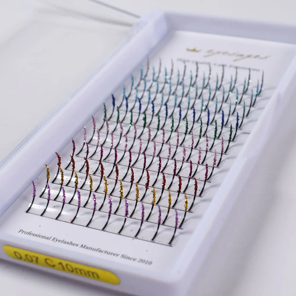 Blended Color Flash Eyelash Extension Shiny Colorful False Eyelash Embedding Diamond Drama Stage Eyelash Makeup Supplies