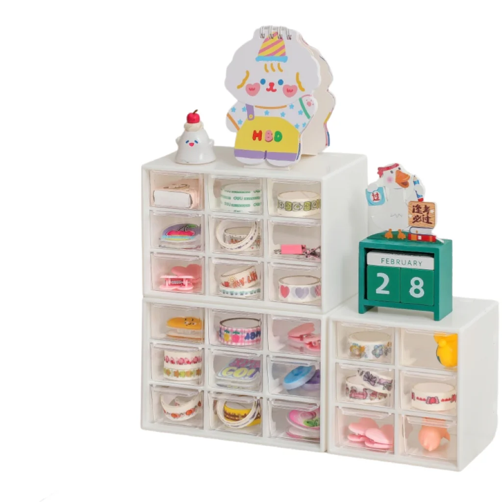 INS 6/9 Grids Dust Proof Drawer Storage Box Stationery Jewelry Hand Ledger Desktop Mini Girl Heart Storage Cabinet storage box