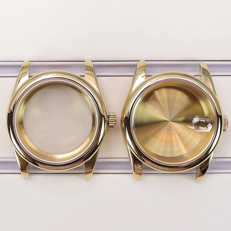 Watch accessories watch case watch protective case watch cover watch protective cover FENYA 36mm 40mm Gold Round Edge Watch Case Sapphire Glass For Oyster Seiko NH36 NH35 NH34 Miyota 8215 Movement 28.5mm Dial 10ATM