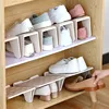 1Pcs Household Storage Shoes Shelf Save Space Shoe Rack Double Support Plastic Integrated Simple Shoecase Dormitory Shoe Cabinet 1
