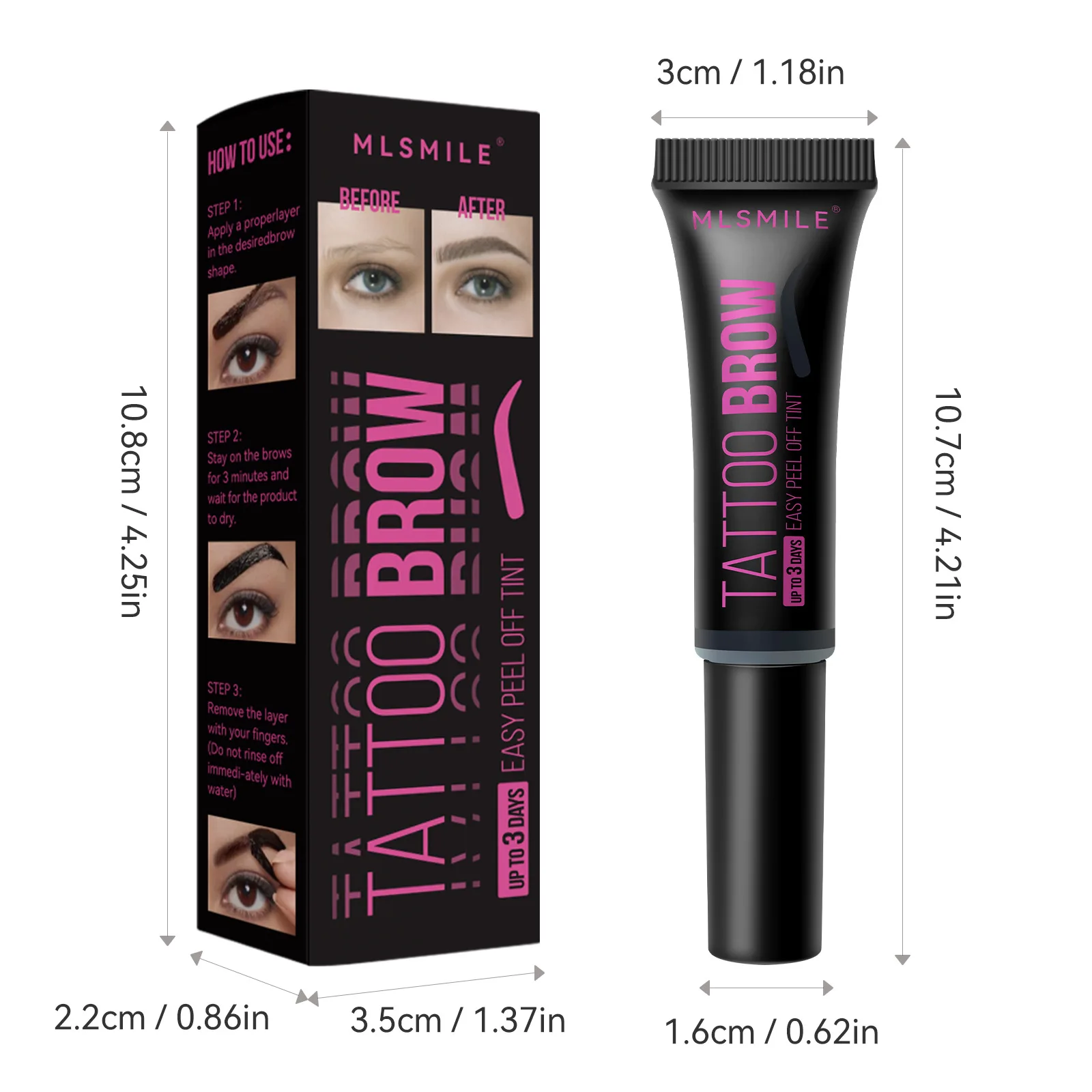 MLSMILE Peel Eyebrow Gel Long-lasting Non-smudging Waterproof Sweatproof Easy To Color Three-color Eyebrow Gel Cosmetics Makeups 2