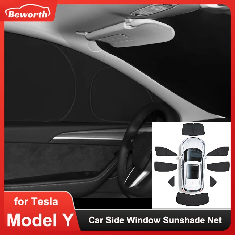 CarSideWindowSunshadeforTeslaModelYSunVisorFrontRear