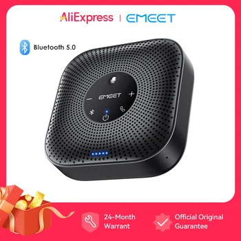 EMEET Vivavoce Altoparlante per conferenze wireless 360 ° Microfono per riunioni con pickup vocale con 4 microfoni con cancellazione del rumore per ufficio/casa