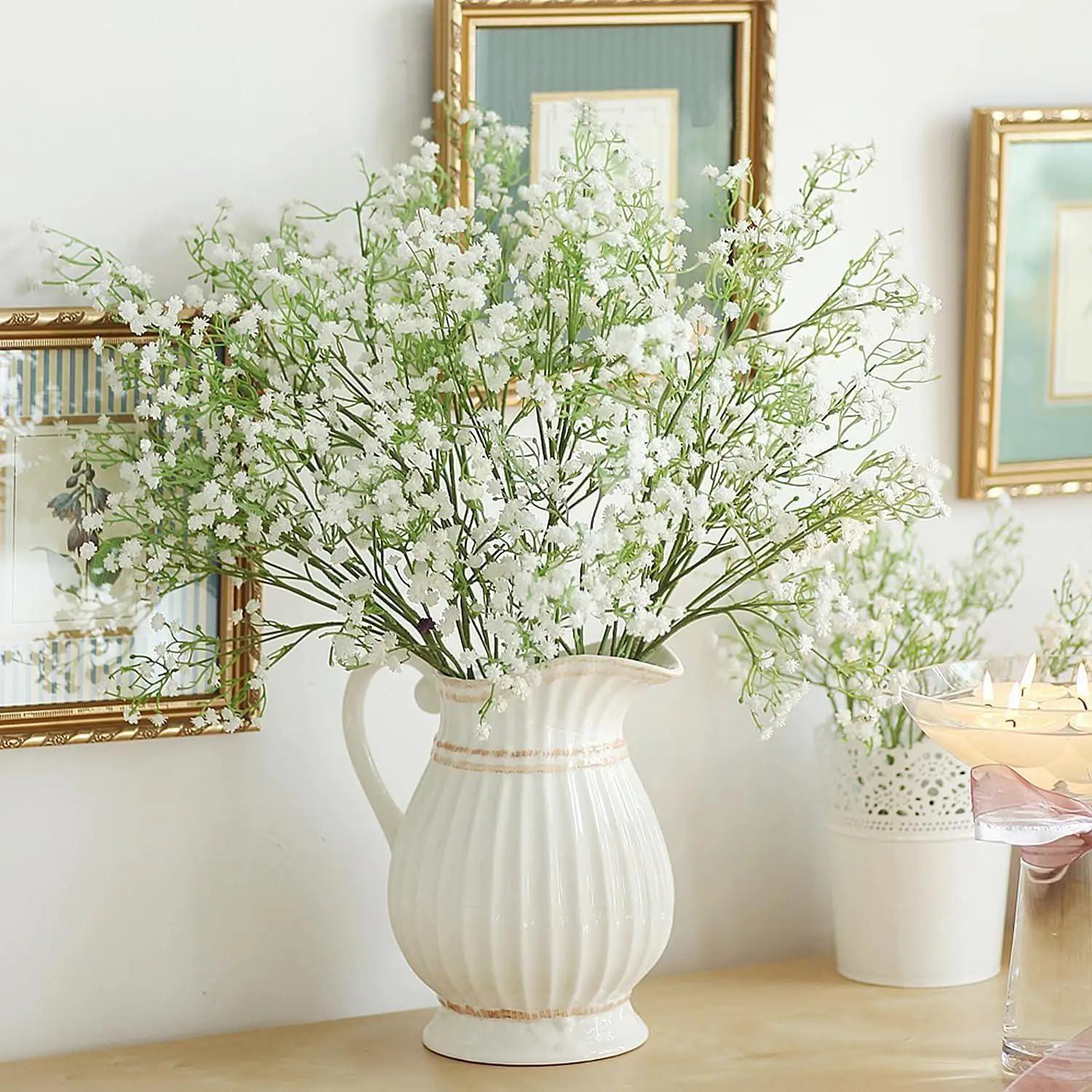 1/3 قطعة اللمس الحقيقي جيبسوفيلا الاصطناعي الطفل التنفس الزهور مناسبة لحفل زفاف المنزل زخرفة غرفة الديكور