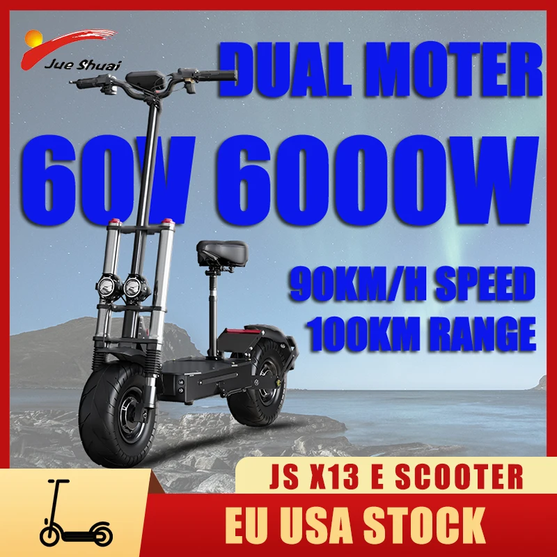 

13inch Big Wheel 60V 6000W Electric Scooter with 30AH Battery 90KM/H Speed 100KM Long Range Foldable E Scooter Hydraulic Brake