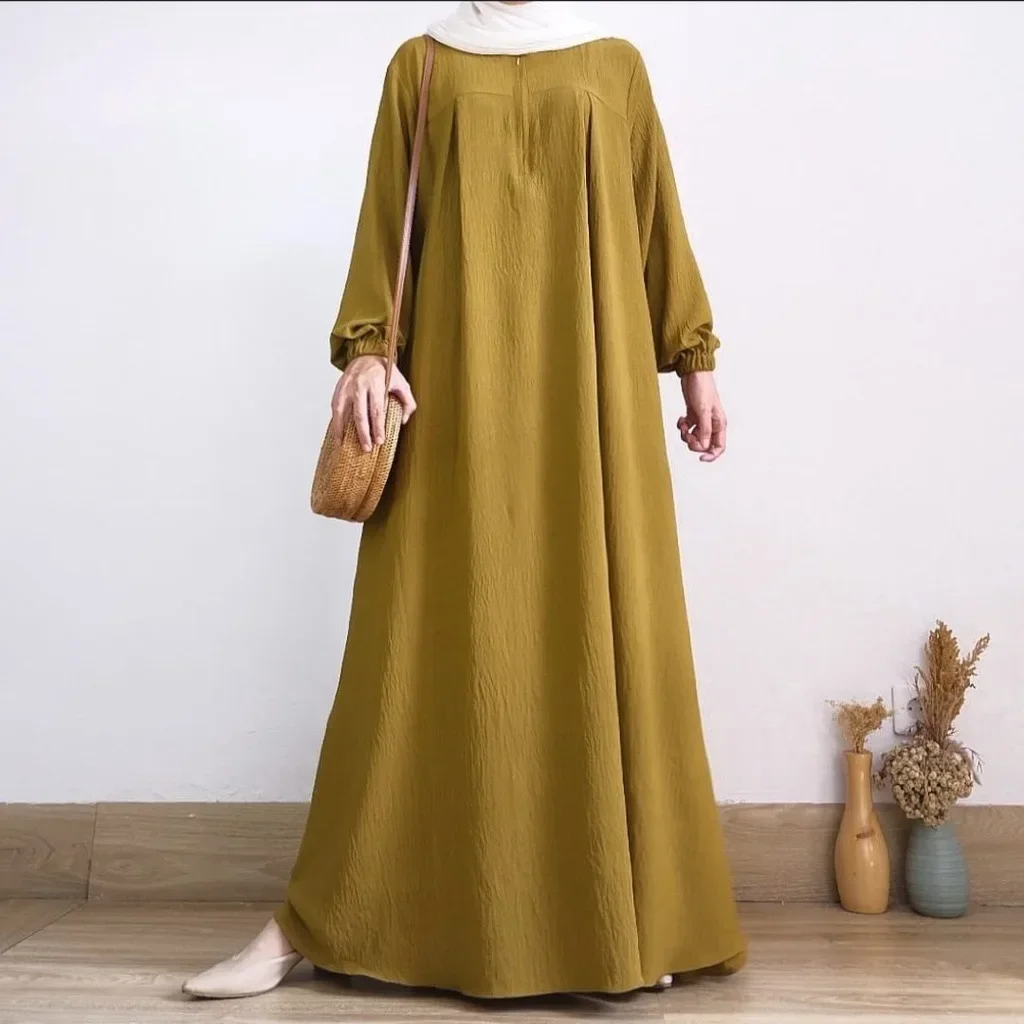 Elegant Muslim Long Dress Casual Prayer Abaya Zipper for Women Turkey Arab Kaftan Hijab Robe Islamic Party Ramadan Eid Jilbab