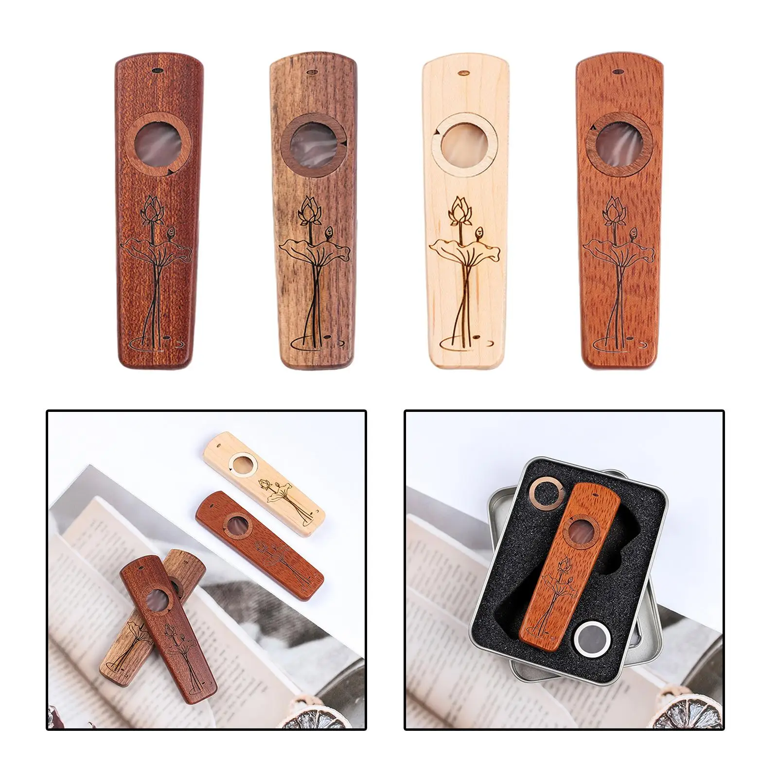 Wooden Kazoo for Musical Instruments, Guitar, Ukulele, Accompanying Instrument,