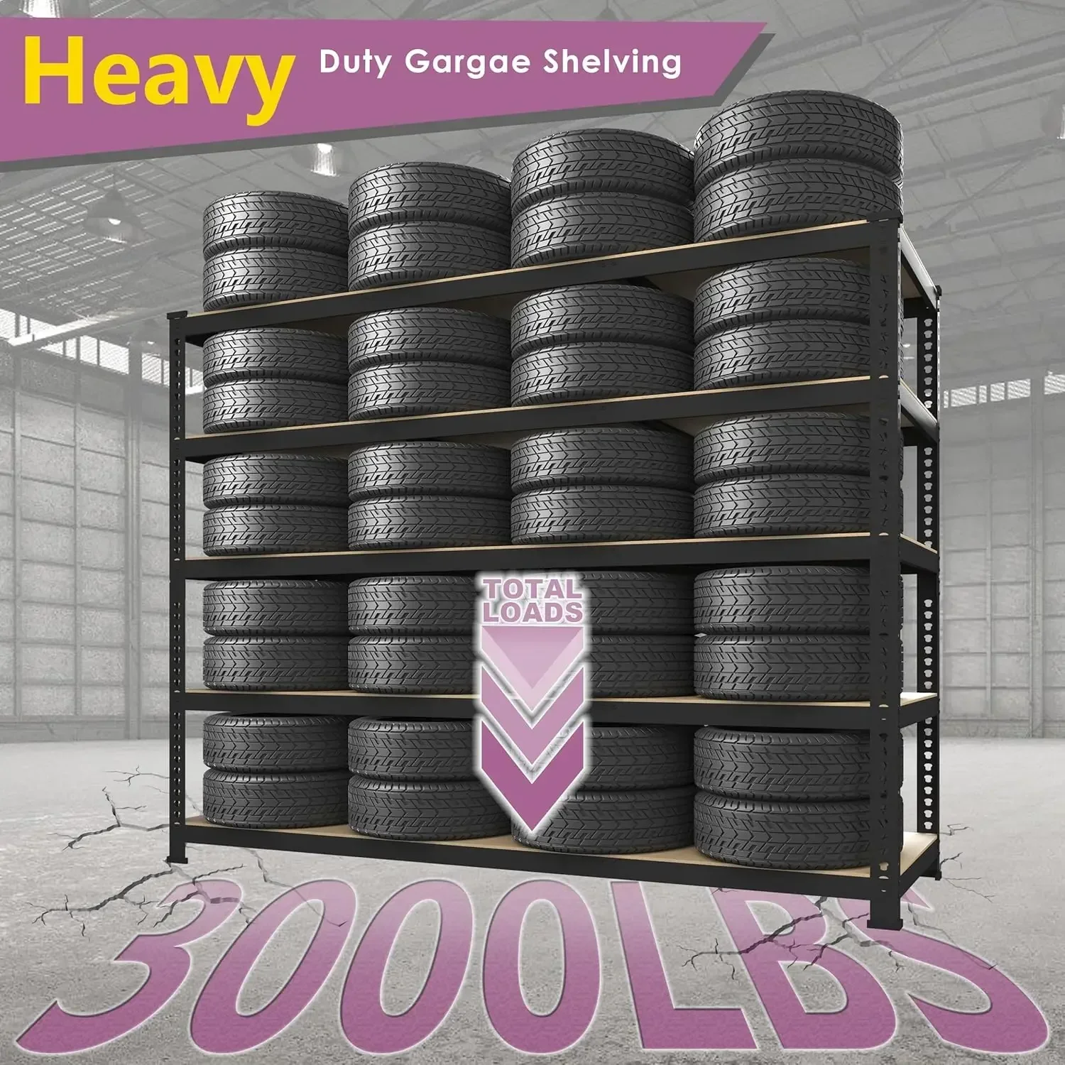 Heavy Duty Storage Shelves 48" W x 24" D x 72" H - 5-Tier Adjustable Metal Garage Shelving Unit, Standing Utility Shelf Racks