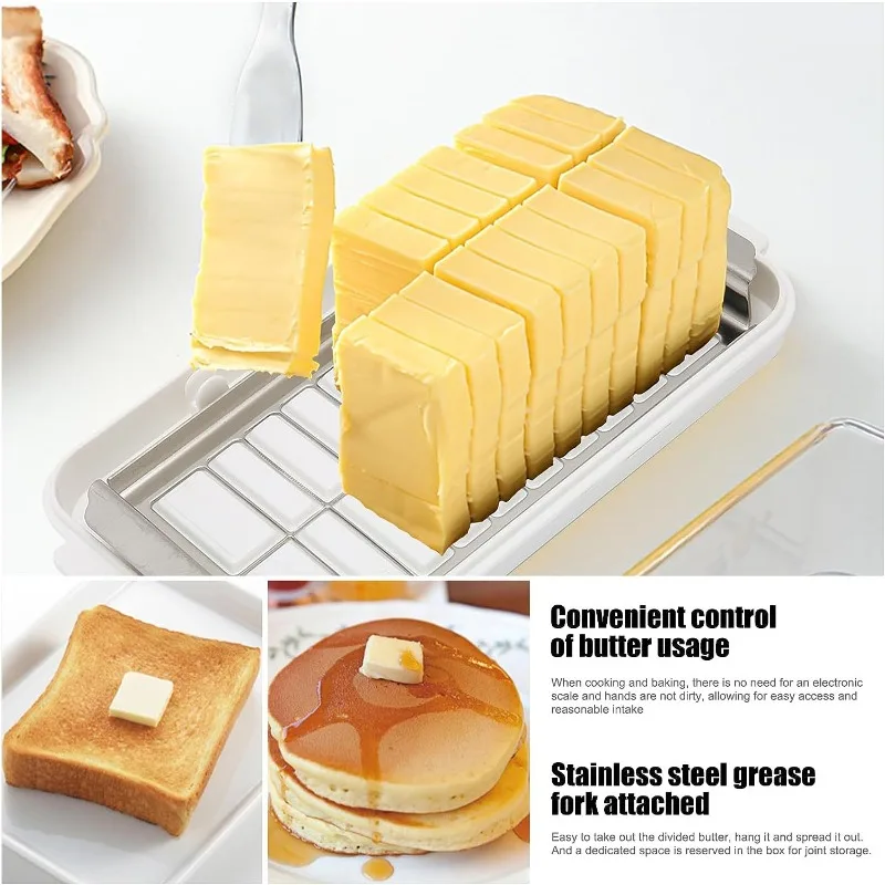 Container Storage Box Butter Slicer Cutter Box with Transparent Lid Food Grade Counter Top Butter Kitchen Accessories