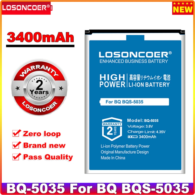 

LOSONCOER 3400mAh BQ-5035 Battery For BQ Velvet BQ-5002G Fun BQS-5020 Strike
