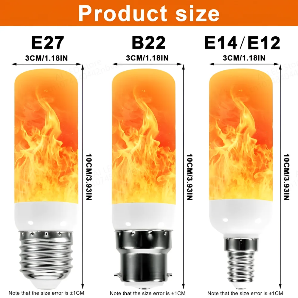 E14 E27 LED Flame Bulb 3 Modes Fire lamp Corn Bulb Flickering B22 LED Dynamic Flame Effect Light 3W 5W AC85V-265V 220V 110V