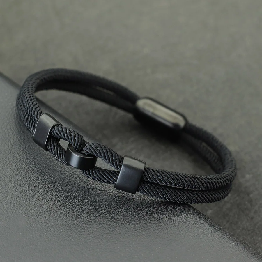 Einzigartiges, stilvolles Knotenarmband für Männer, Edelstahl, starke magnetische Schnalle, Seilarmband, Vatertagsgeschenk, Pulsera Hombre Joias