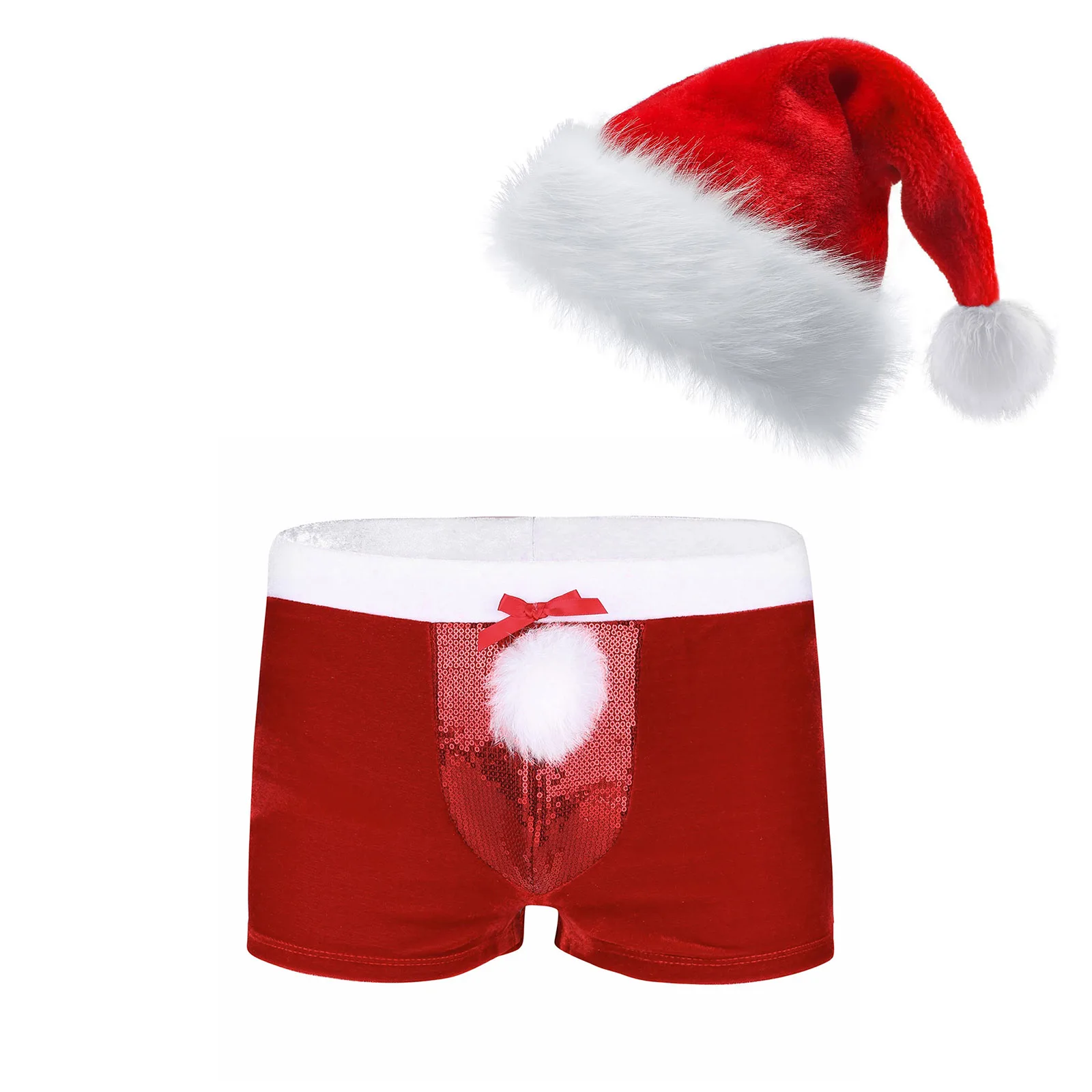 MensChristmasSantaClausBoxerShortsSexySantaHolidayShorts