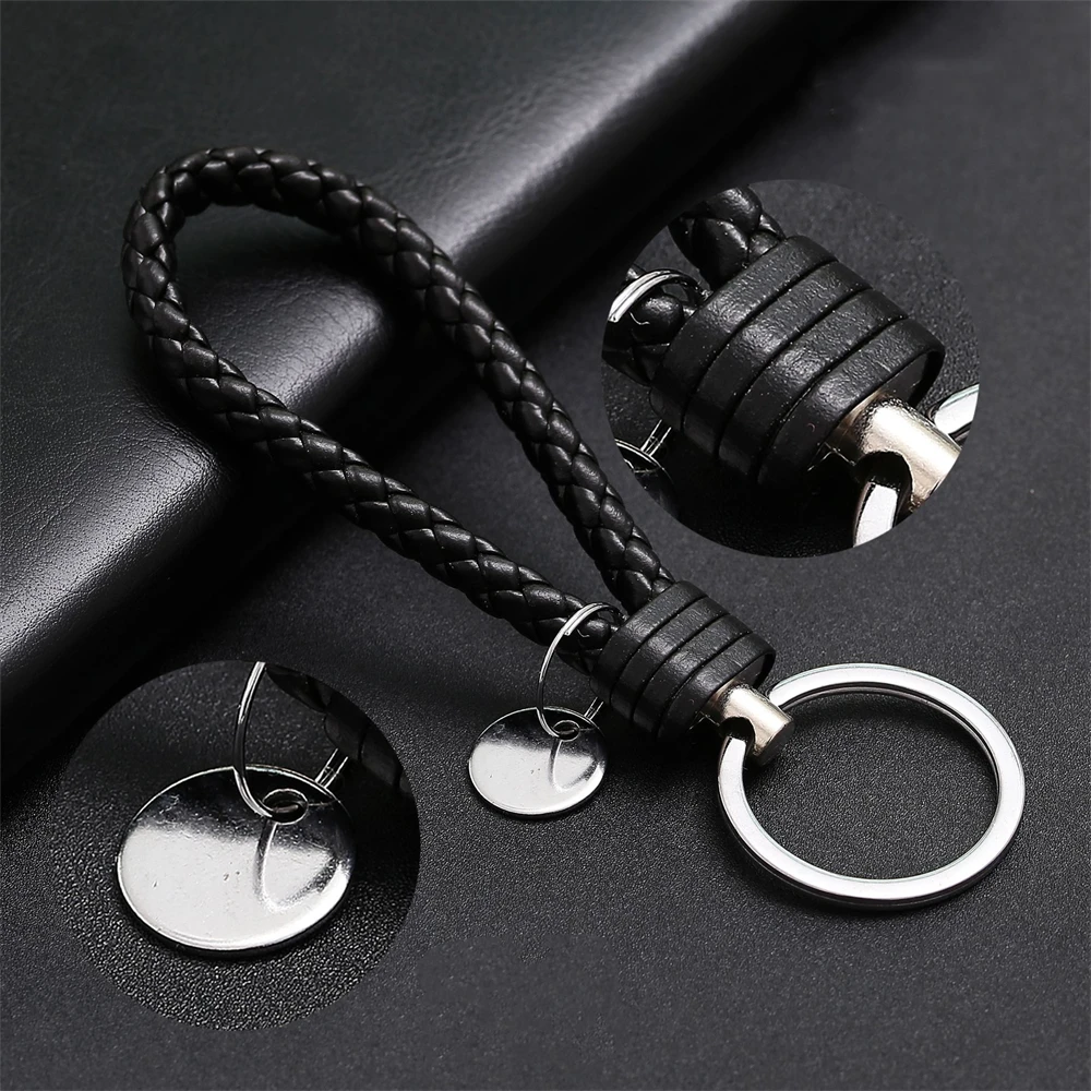Braided PU Leather Wristlet Keychain Strap - Stylish Accessory