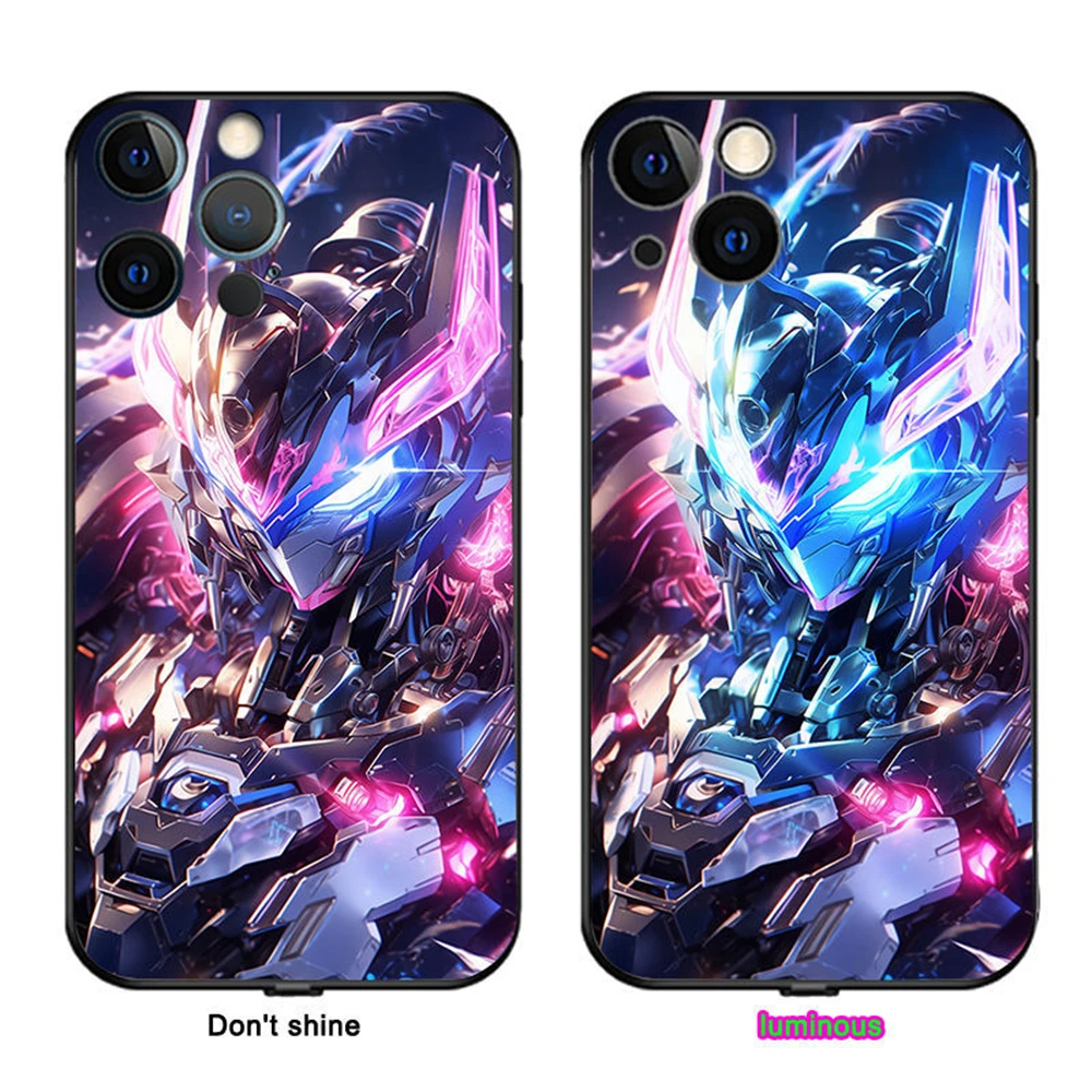 Super coole „The Warriors Of Mech Design“ LED-Leucht-Handyhülle für iPhone Air 17 16 E 15 14 13 12 11 Pro Max Plus – Detail 20