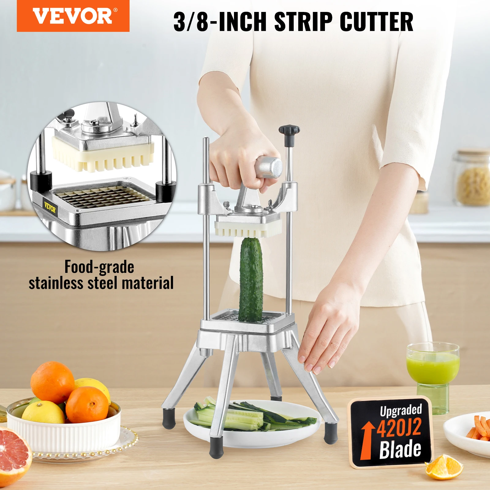 3/8 1/4 Inch Manual Fruit Vegetable Dicer Cutter Commercial Food Cutter Stainless Steel Slicer For Home Restaurant Kitchen vegetable slicer fruit slicer vegetable cutter food slicer food processor