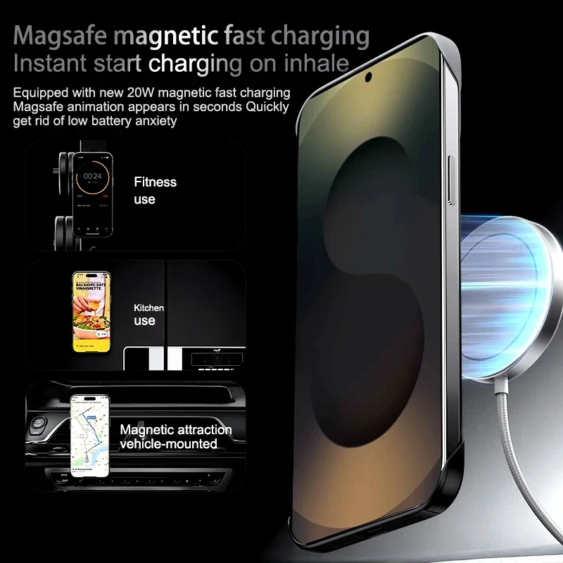 Frameless Gradient Magnetic Phone Case with Soft Back Cover