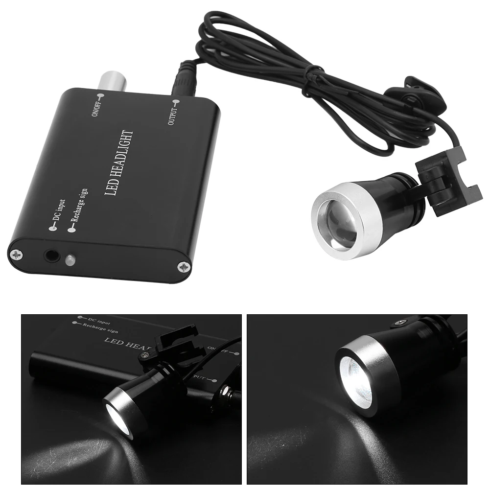 

1 Piece Set 110-240V Portable Dental LED Magnifying Lens Light Rechargeable Headlight For Dental EU Plug Black Power Adapter