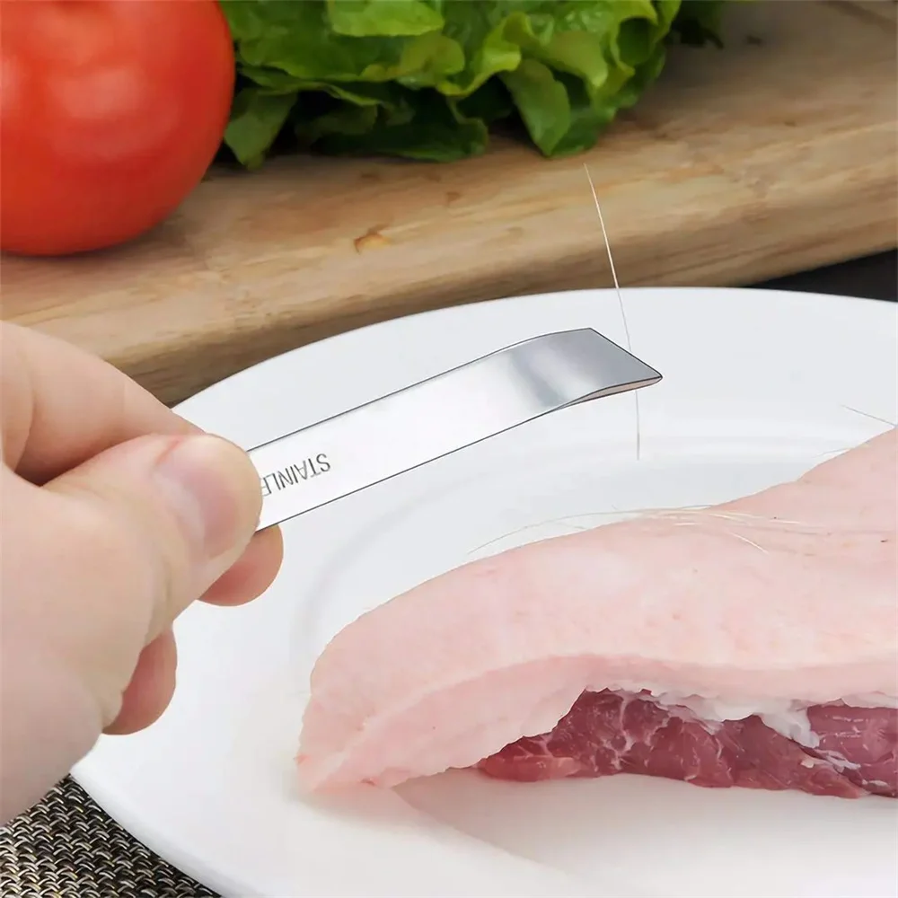 Description Picture 6 of itemFish Bone Tweezers Stainless Steel Flat and Slant Tweezers Pliers Remover Tools (4.6") Kitchen Food Gadgets Seafood Tools