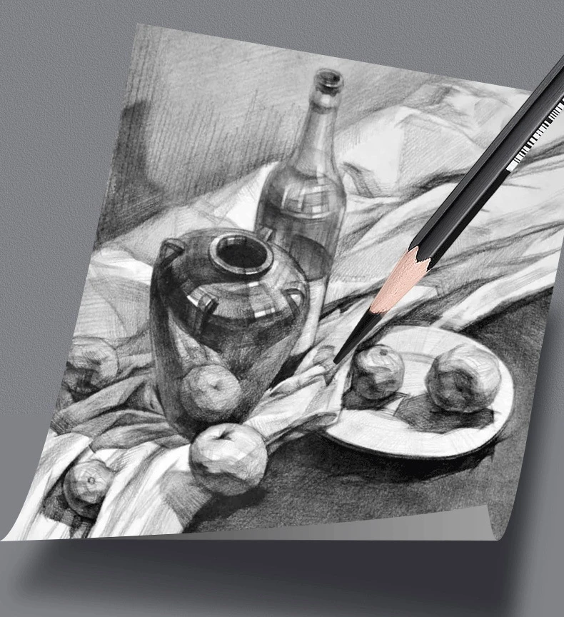 チャコール鉛筆画 12セットのスケッチチャコールアート学生特別な白の高光沢黒の