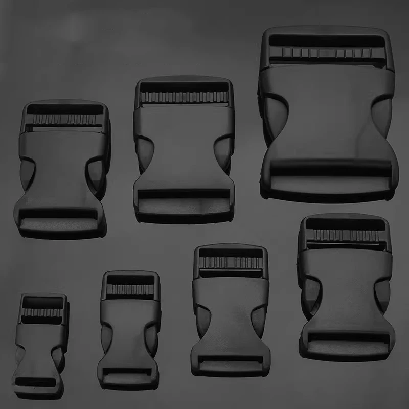5/10/20Pc 블랙 화이트 퀵 릴리스 버클 10-50mm 백팩 사이드 카라비너 클립 버클 웨빙 스트랩 패스텍스 클립