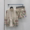 Short Sets Women Spring Summer Cotton Blend Stand Collar Zipper Coat and Elastic Waist Shorts Sets Casual Sporty Loose Clothing 1