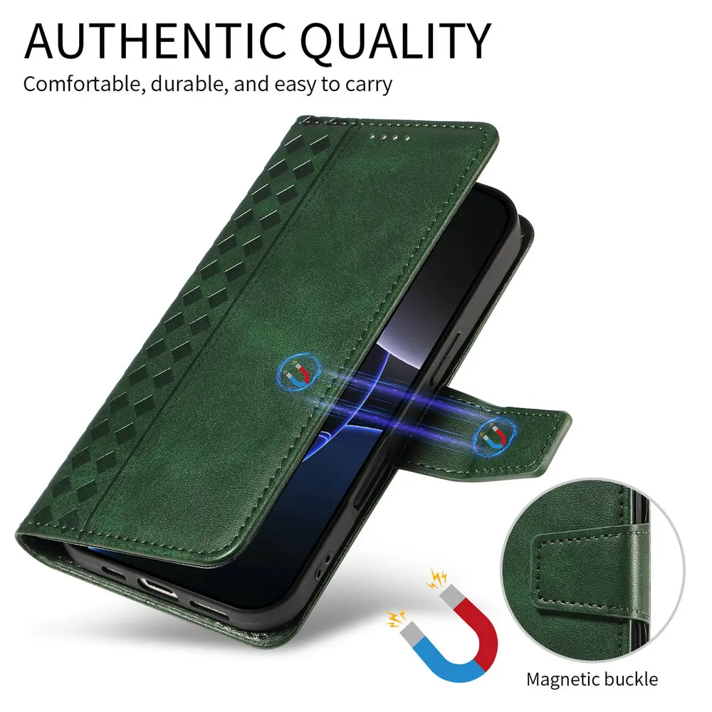 Leather Wallet Flip Case with Magnetic Closure