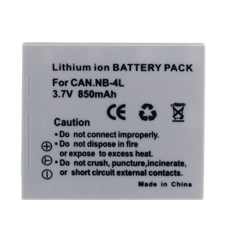 Batteria Li-ion 850mAh 3,7V Per Canon Digital IXUS 95 IS, NB-6L/NB-6LH, Sostituto Per IXUS E PowerShot