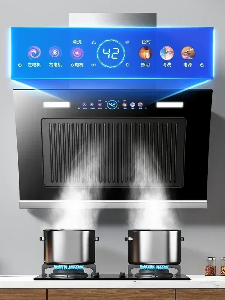 KitchenRange Hood Smart Heat Cleaning Household Rental Room Drainage Kitchen Ventilator Large Suction Exhaust Hood new 2