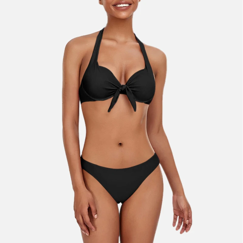 HOMGAO Brazilian Push Up Bikini Set Woman 2023 Swimwear Low Waist Two Piece Swimsuit Sexy Halter Beach Wear Bathing Suit Biquini