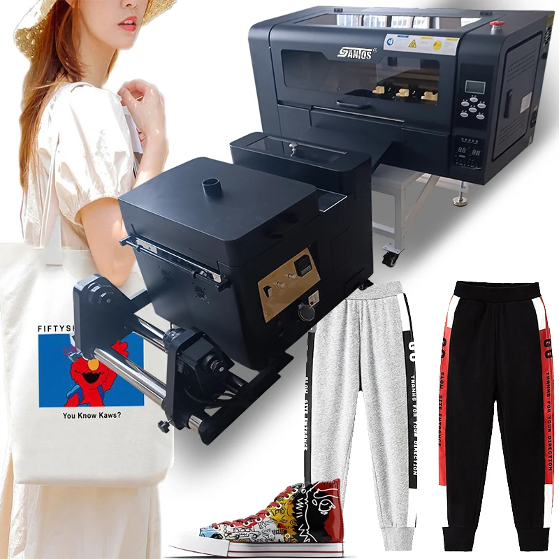 

Dual xp600 head CMYK white ink pet film heat transfer shaker powder oven machine a3 30cm dtf printer