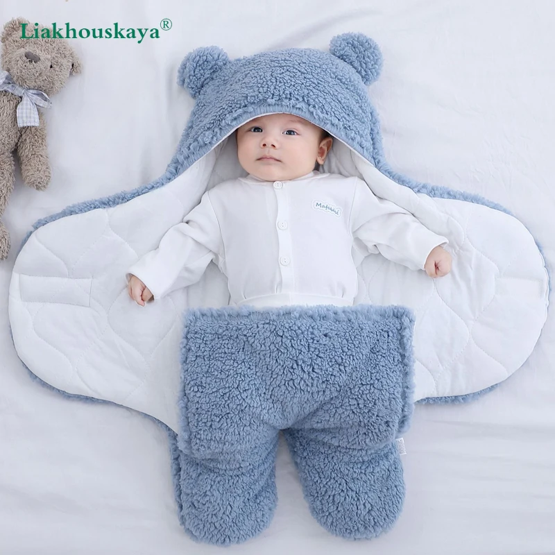 

Winter Soft Newborn Baby Wrap Blankets Baby Sleeping Bag Envelope For Newborn Sleepsack 100% Cotton Thicken Cocoon For 0-9 Month