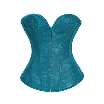 Gothic Overbust Bustier for Woman Vintage Steampunk Corset Top Body Shaper Fashion Brocade Corselet Lace Up Korset Yellow