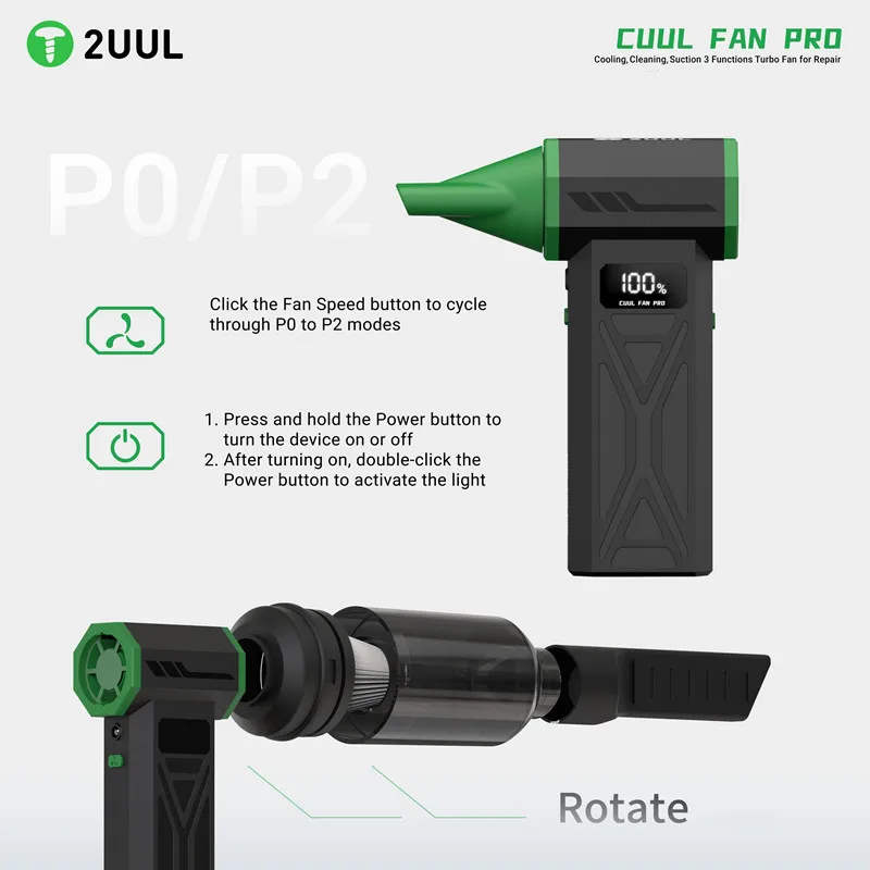 2UUL DA97 DA970 130000rpm 쿨 팬 프로 전기 에어 더스터 (휴대폰 유지보수, 빠른 냉각, 속건, 청소 도구)